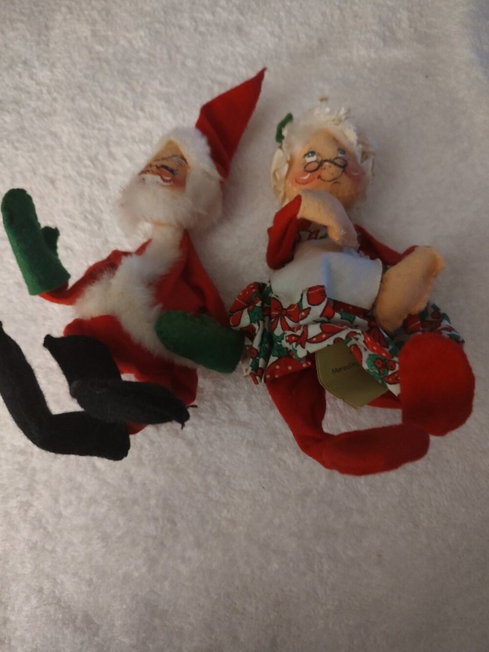 CHRITSMAS ANNALEE ORNAMENTS Mr and Mrs Claus 1963 VINTAGE
